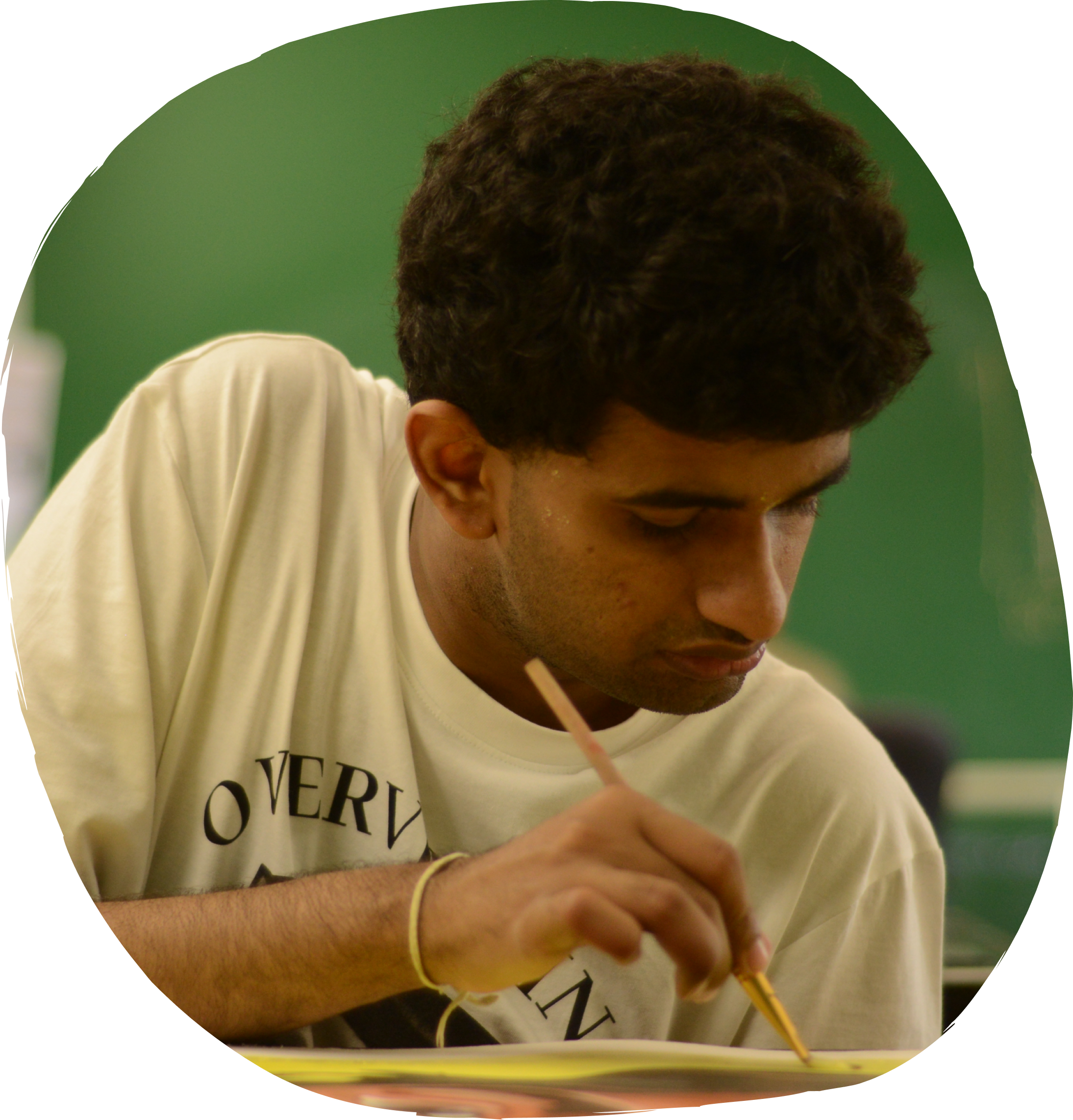 Artists creating in residence studio